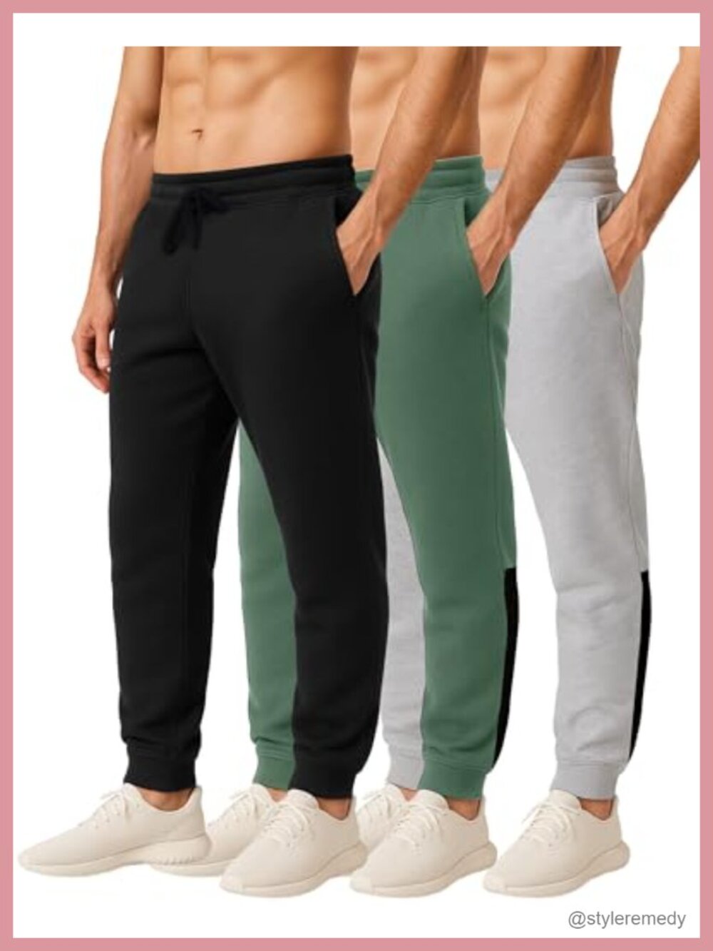 3 Pack Men's Fleece Joggers Sweatpants Cotton Blend Drawstring Lounge Gym Pants
